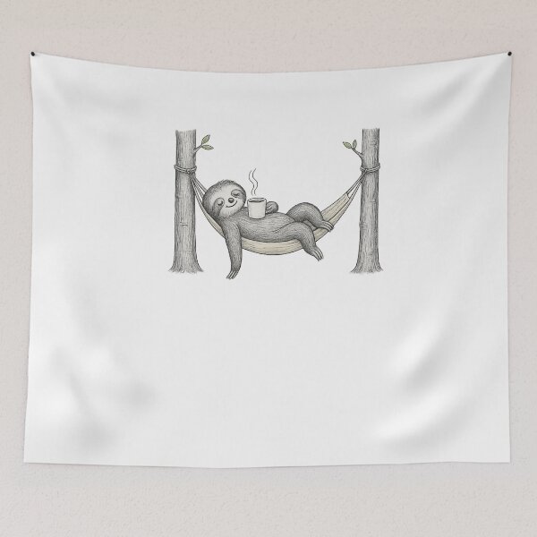 Item preview, Relaxed Sloth with Coffee designed and sold by AvanasShop.