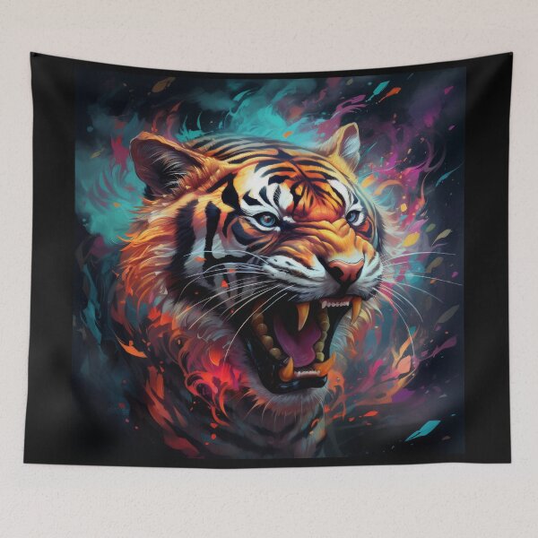 Item preview, Roaring Fire Tiger in Neon Smoke designed and sold by Daagath.