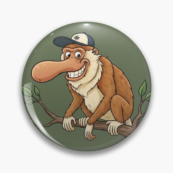 Item preview, Funny Proboscis Monkey Wearing a Hat | Cute Big Nose Cartoon Meme designed and sold by Wild-way Art.