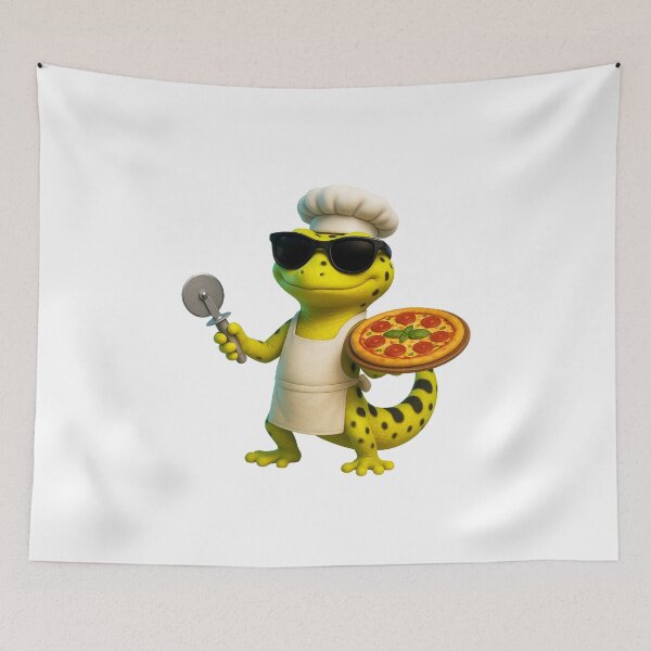 Item preview, Neon Gecko Pizza Master – Cool 3D Lizard Chef designed and sold by MK-WOOD.