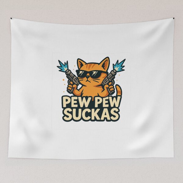 Item preview, Cool Cat with Laser – Pew Pew Cat Funny Meme Design designed and sold by AvanasShop.