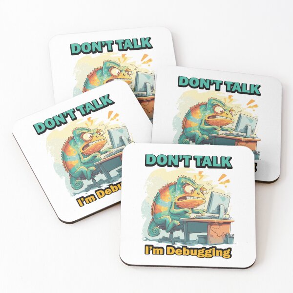 Item preview, "Don’t Talk — I’m Debugging" — Angry Chameleon  designed and sold by The Trendy Fever.