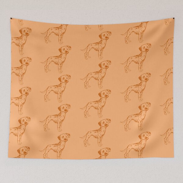 Item preview, Orange Dalmatian Dog Pup Cute Spots bright color fun designed and sold by pinkpawsdraws.