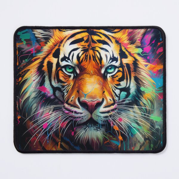 Item preview, Psychedelic Tiger with Neon Paint Splashes designed and sold by Daagath.