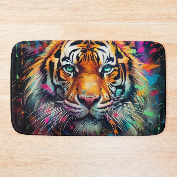 Item preview, Psychedelic Tiger with Neon Paint Splashes designed and sold by Daagath.