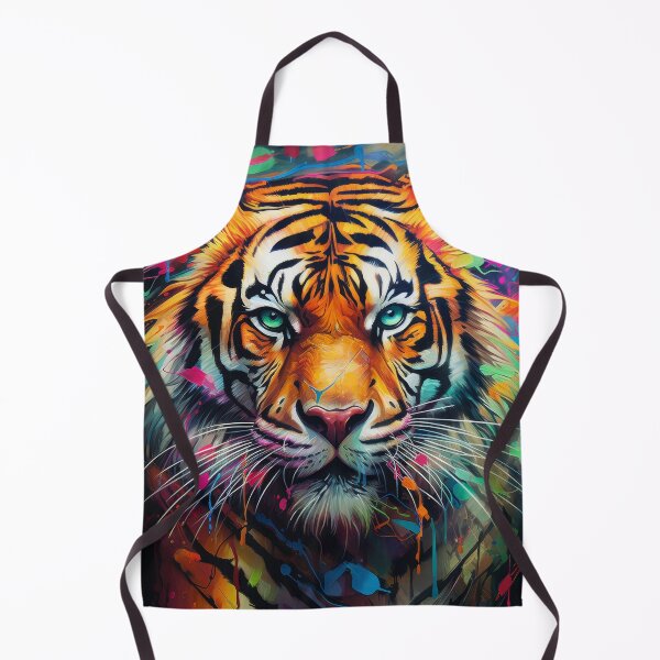 Item preview, Psychedelic Tiger with Neon Paint Splashes designed and sold by Daagath.