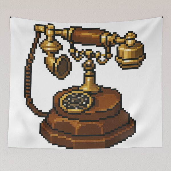 Item preview, Isometric pixel art style vintage retro telephone designed and sold by arteopolis.