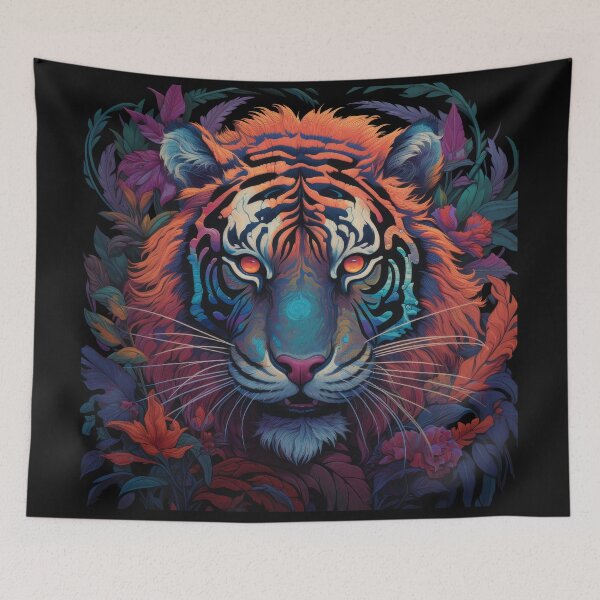 Item preview, Psychedelic Jungle Tiger with Glowing Eyes designed and sold by Daagath.