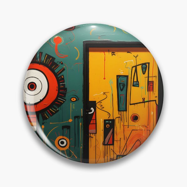 Item preview, Vibrant Abstract Mural with Door Surrounded by Geometric Shapes and Expressive Lines Bold Dynamic Background designed and sold by OlfactoART Studio.
