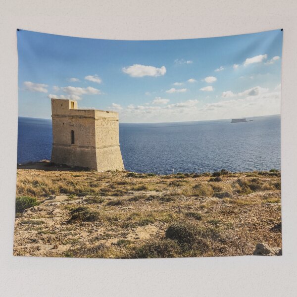 Item preview, Malta Tal Hamrija Tower Filfla Island Mediterranean Sea designed and sold by eclecTEEq.