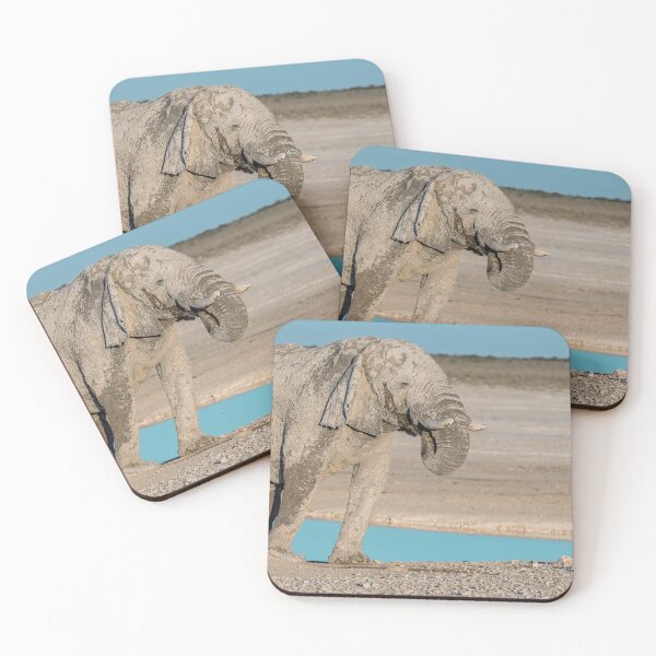 Item preview, Ghost of Etosha — Dust-White Elephant Drinking at the Blue Pan designed and sold by DavideAntoniani.