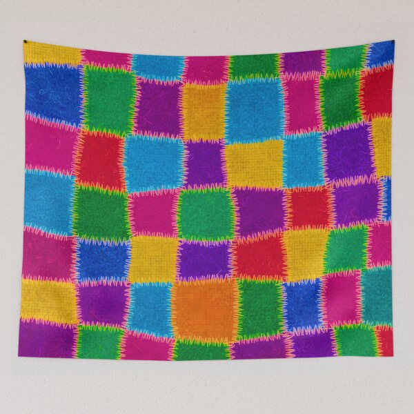 Item preview, Patchwork Pattern Felt Embroidery Squares Multicolor Vibrant Abstract designed and sold by JOSTH.