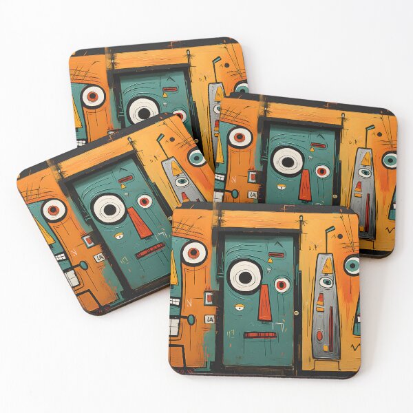 Item preview, Colorful Abstract Faces with Exaggerated Features in Bold Colors Expressing Modern Artistic Energy designed and sold by OlfactoART Studio.