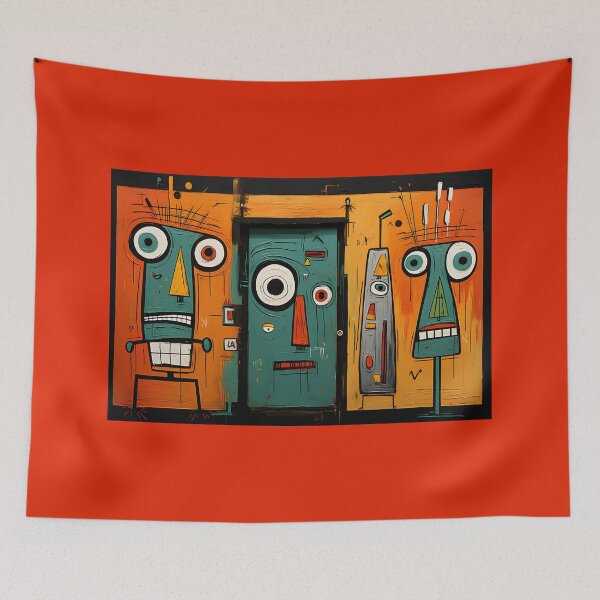 Item preview, Colorful Abstract Faces with Exaggerated Features in Bold Colors Expressing Modern Artistic Energy designed and sold by OlfactoART Studio.