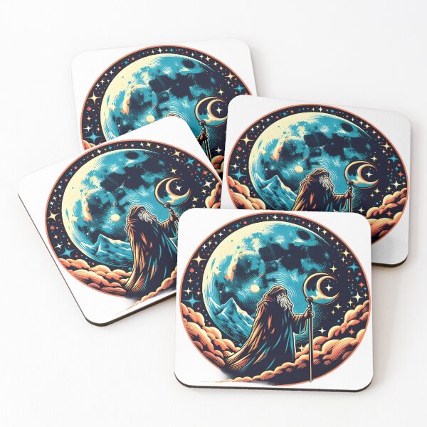 Item preview, Mystic Wizard Under Celestial Moonlight. designed and sold by The-T-In-Retro.