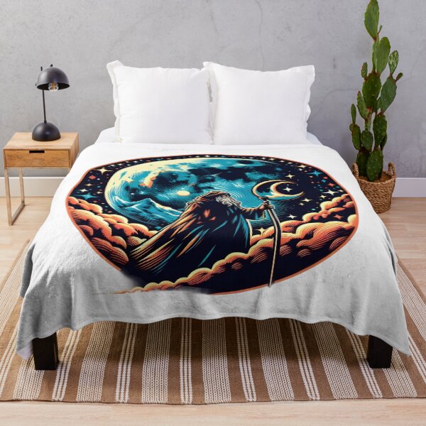 Item preview, Mystic Wizard Under Celestial Moonlight. designed and sold by The-T-In-Retro.