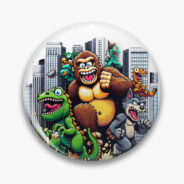 Item preview, Rampaging Retro Monsters in Pixel Art City. designed and sold by The-T-In-Retro.