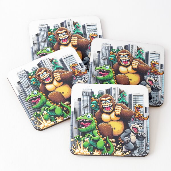 Item preview, Rampaging Retro Monsters in Pixel Art City. designed and sold by The-T-In-Retro.