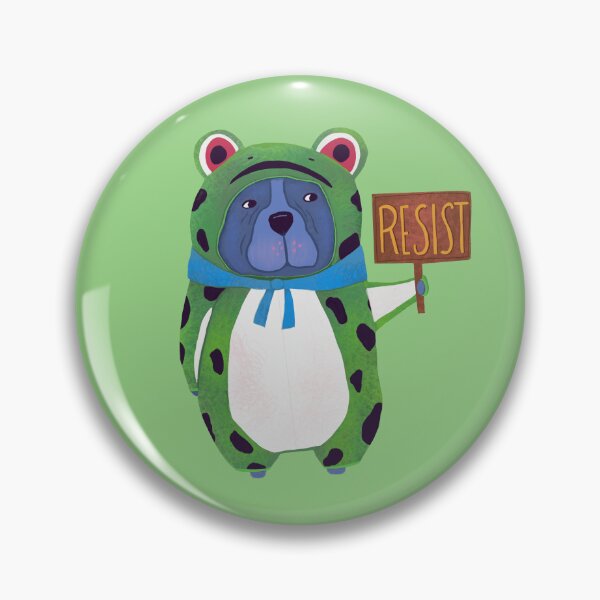 Item preview, Resist. Whimsical Frog Dog Protest Art | Cute Funny Activist Illustration designed and sold by Kathy Osborne Studio.