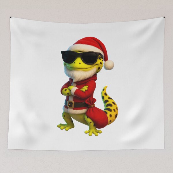 Artikelvorschau, Neon Santa Gecko – 3D Weihnachtseidechse mit Geschenken entworfen und verkauft von MK-WOOD.