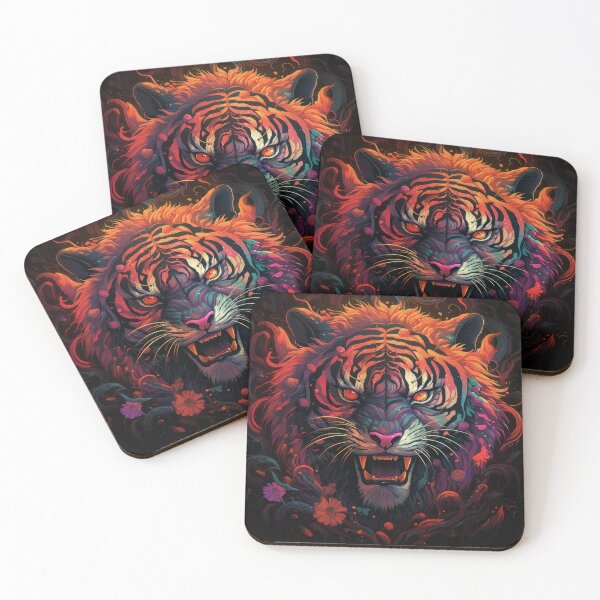 Item preview, Fiery Psychedelic Tiger with Burning Eyes designed and sold by Daagath.