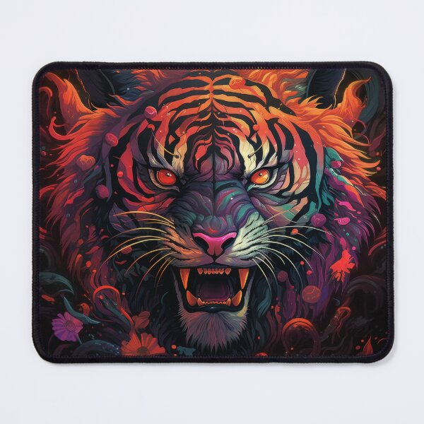 Item preview, Fiery Psychedelic Tiger with Burning Eyes designed and sold by Daagath.