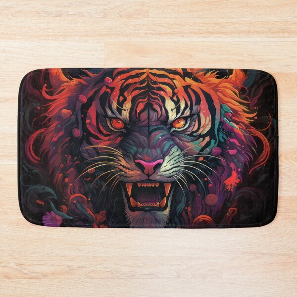 Item preview, Fiery Psychedelic Tiger with Burning Eyes designed and sold by Daagath.