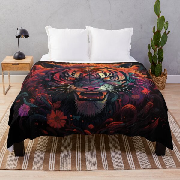 Item preview, Fiery Psychedelic Tiger with Burning Eyes designed and sold by Daagath.