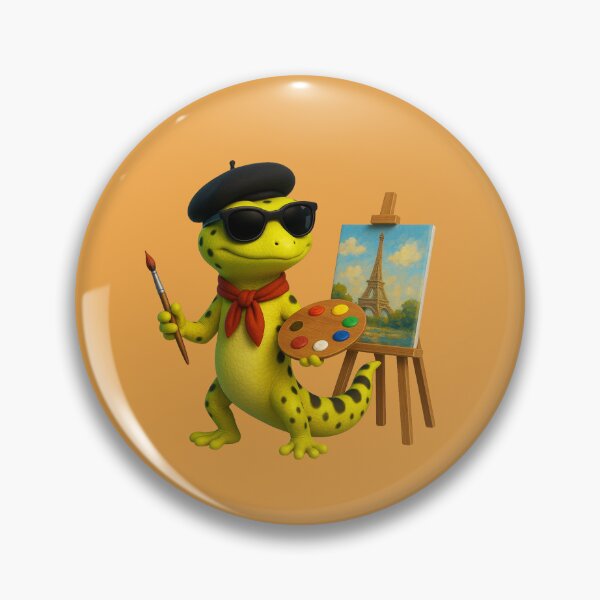 Item preview, Neon Gecko Artist from Paris – 3D French Painter Lizard designed and sold by MK-WOOD.