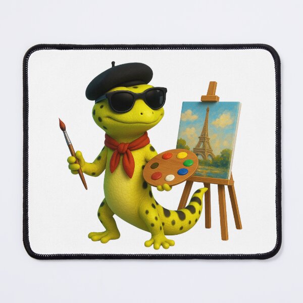 Item preview, Neon Gecko Artist from Paris – 3D French Painter Lizard designed and sold by MK-WOOD.