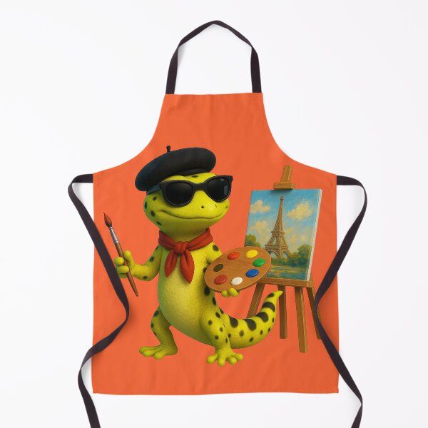 Item preview, Neon Gecko Artist from Paris – 3D French Painter Lizard designed and sold by MK-WOOD.