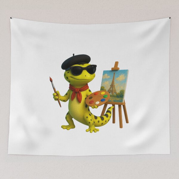 Item preview, Neon Gecko Artist from Paris – 3D French Painter Lizard designed and sold by MK-WOOD.