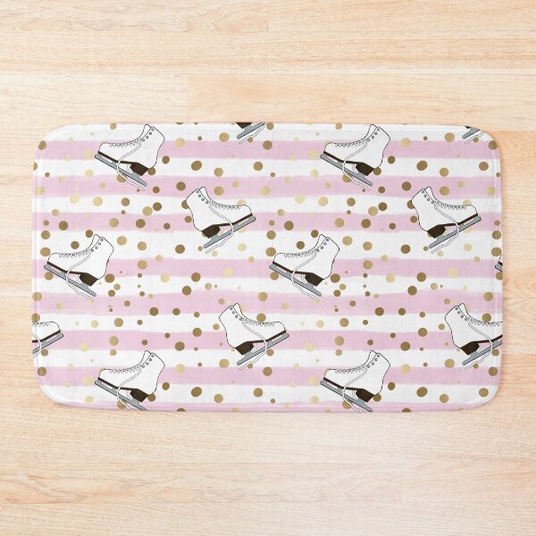Item preview, Figure Skates with Pastel Pink Stripes and Gold Dots designed and sold by PD-Skating.