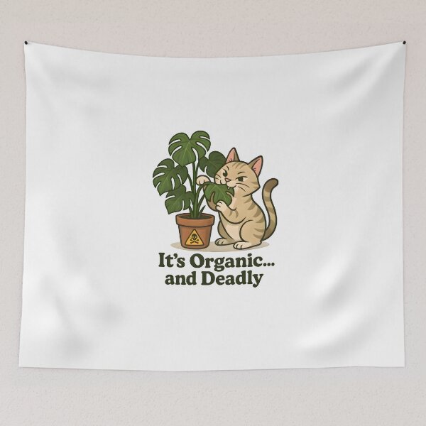 Item preview, It’s Organic… and Deadly – Funny Cat vs Monstera Design designed and sold by Bettybee00.