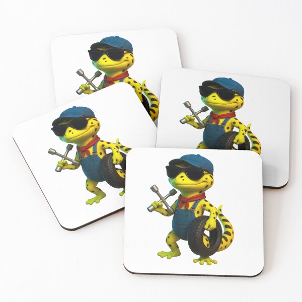 Item preview, Neon Gecko Mechanic – 3D Tire Master Lizard designed and sold by MK-WOOD.