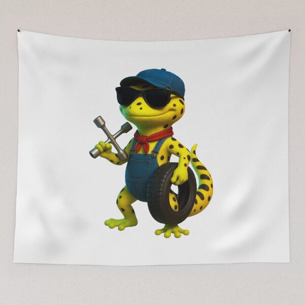 Item preview, Neon Gecko Mechanic – 3D Tire Master Lizard designed and sold by MK-WOOD.