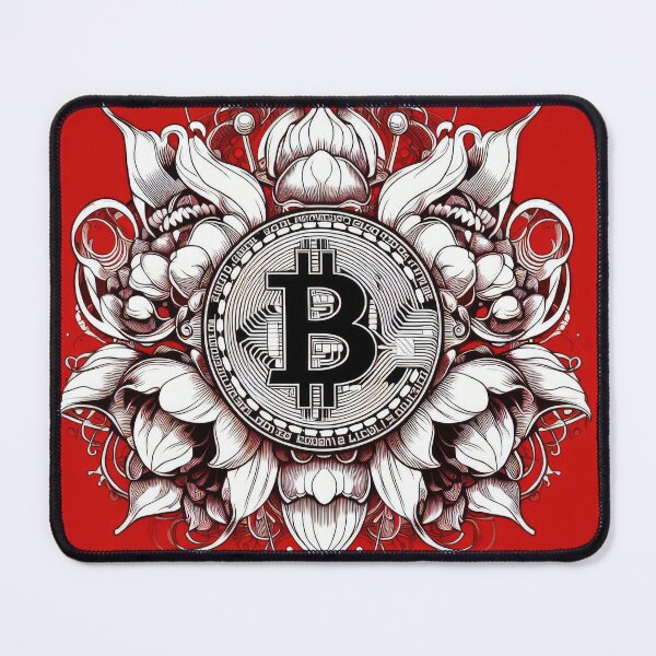 Item preview, Bitcoin Floral Mandala — Crypto Lotus on Red | Bold Line-Art Illustration (BTC) designed and sold by machinesdream.