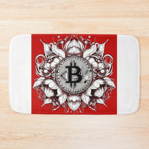 Item preview, Bitcoin Floral Mandala — Crypto Lotus on Red | Bold Line-Art Illustration (BTC) designed and sold by machinesdream.