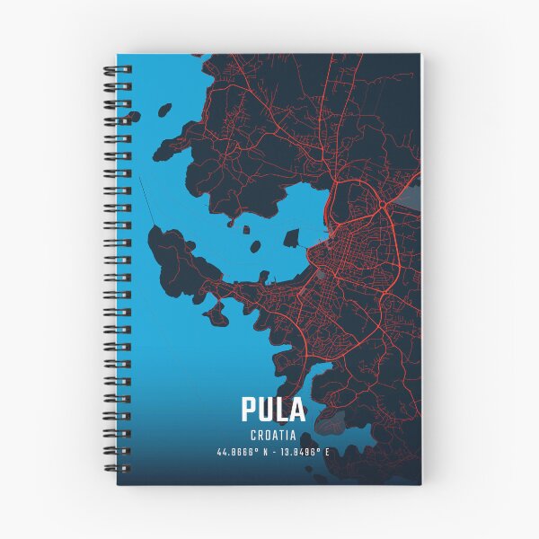 Item preview, Pula Red & Blue Minimalist Map designed and sold by HomeLivingCo.