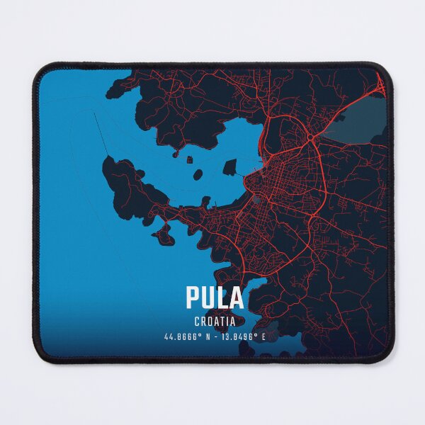 Item preview, Pula Red & Blue Minimalist Map designed and sold by HomeLivingCo.