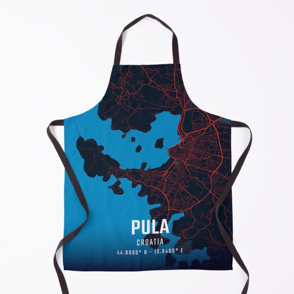 Item preview, Pula Red & Blue Minimalist Map designed and sold by HomeLivingCo.
