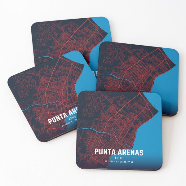 Item preview, Punta Arenas Red & Blue Minimalist Map designed and sold by HomeLivingCo.