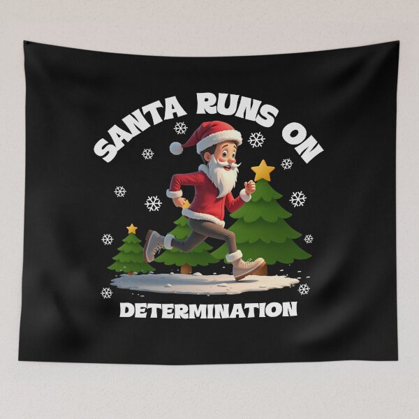 Item preview, Santa runs on determination  designed and sold by GraphicTeeHubs.