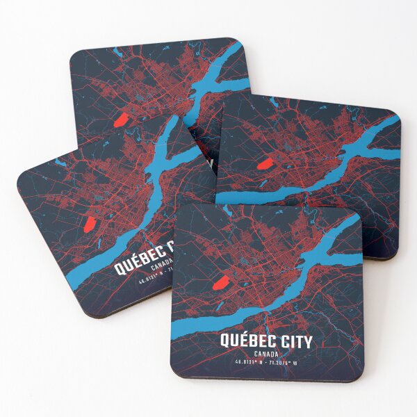 Item preview, Québec City Red & Blue Minimalist Map designed and sold by HomeLivingCo.