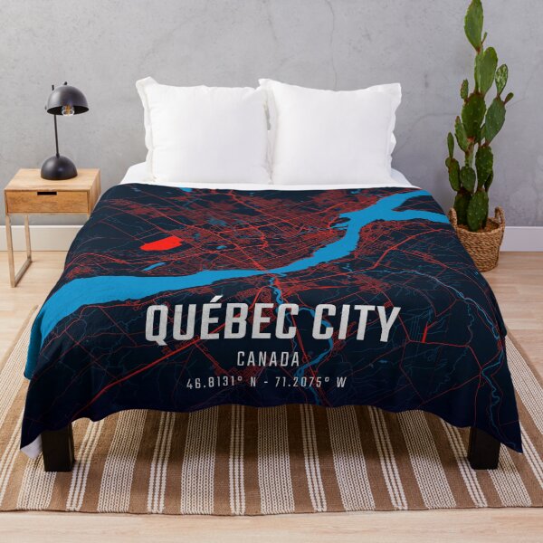 Item preview, Québec City Red & Blue Minimalist Map designed and sold by HomeLivingCo.