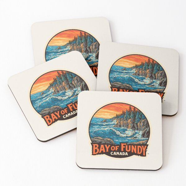 Item preview, Bay of Fundy Canada Vintage Travel Sticker Retro Coastal Tides & Cliffs of Cairngorms National Park Scotland Vintage Travel Sticker Retro Mountains & Deer designed and sold by Blurbean.