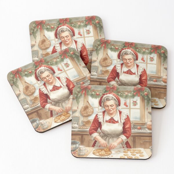 Item preview, Mrs. Claus baking Christmas cookies designed and sold by StormArte.