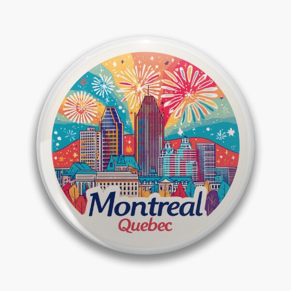 Item preview, Montreal Quebec Canada Vintage Travel Sticker Retro Skyline & Fireworks designed and sold by Blurbean.