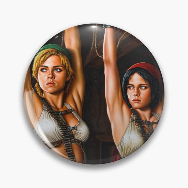 Item preview, Two captive fantasy post apocalyptic warrior women illustration designed and sold by Vintage Designs +.