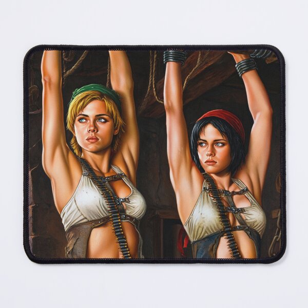 Item preview, Two captive fantasy post apocalyptic warrior women illustration designed and sold by Vintage Designs +.